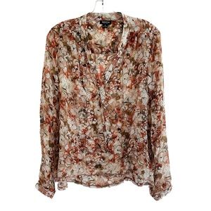 Worth New York Silk Blouse Floral Top Size 10